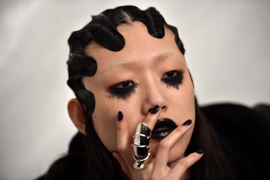 NEW YORK, NY - FEBRUARY 18: A model prepares backstage at Marc Jacobs Fall 2016 fashion show during new York Fashion Week at Park Avenue Armory on February 18, 2016 in New York City. (Photo by Dimitrios Kambouris/Getty Images for Marc Jacobs)